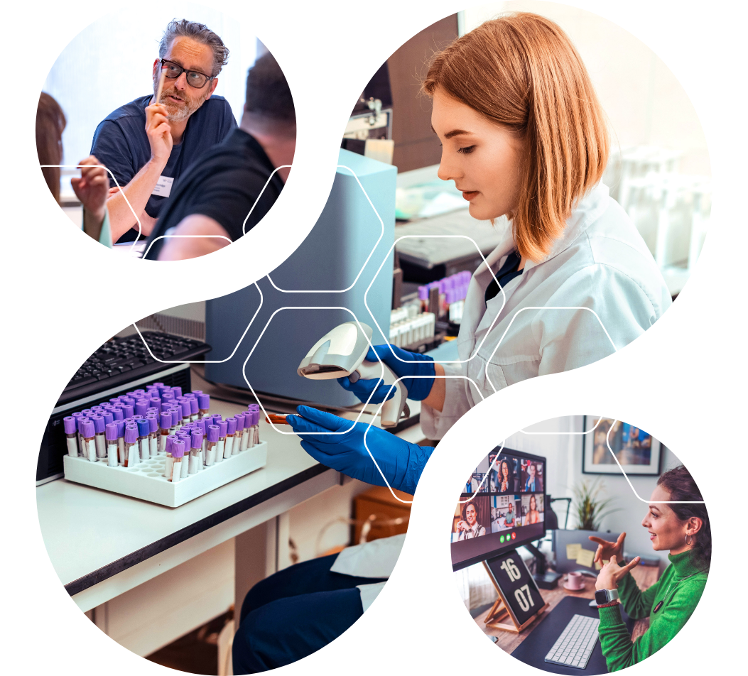 Compilation of images of people working in health and social care