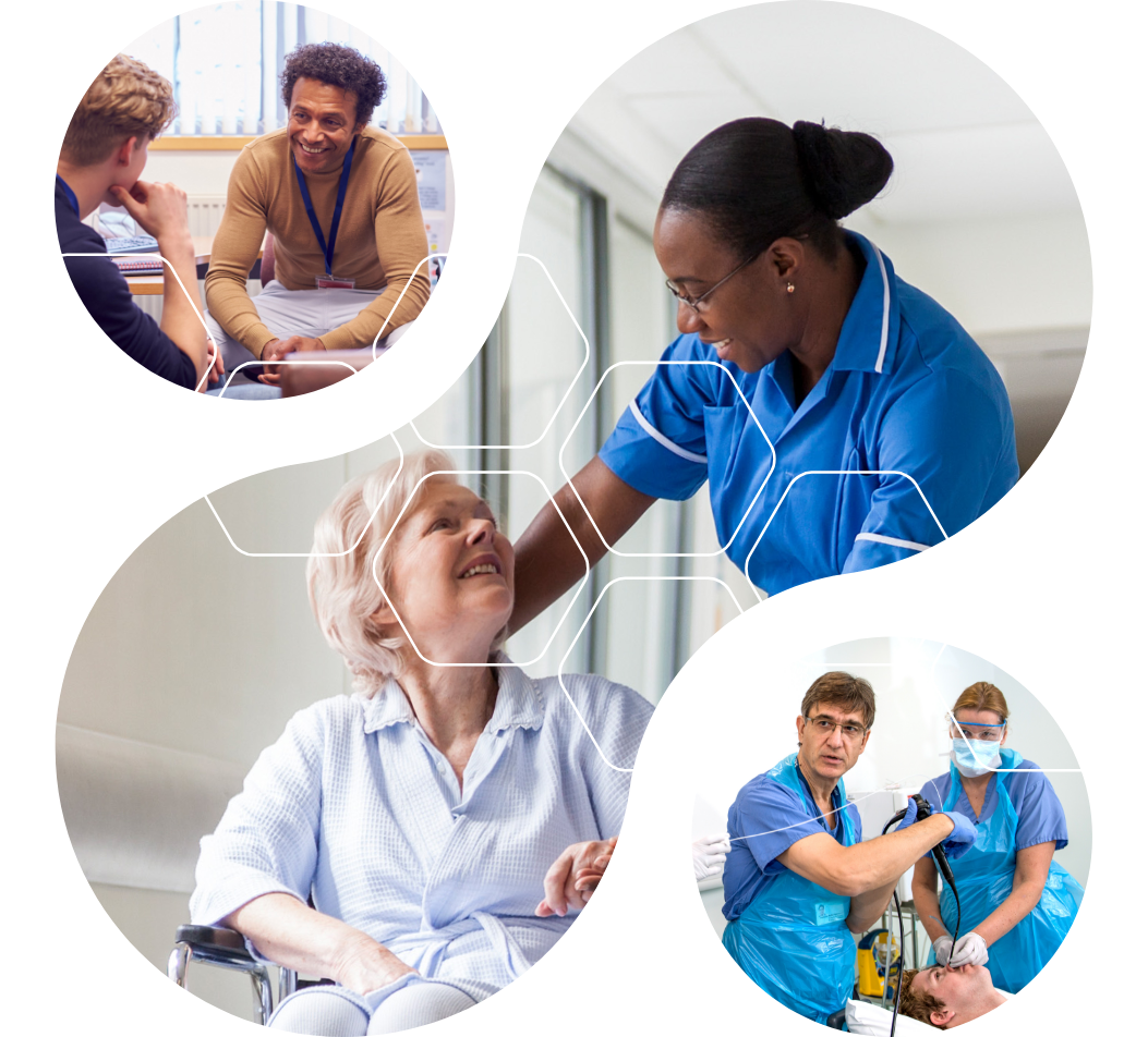 Compilation of images of people working in health and social care